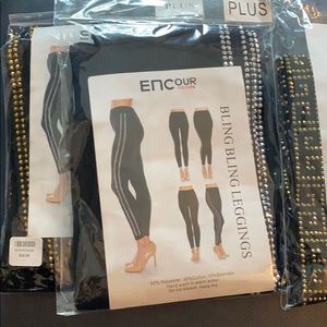 ENCour CULTURE “BLK” BLING LEGGINGS PLUS SIZE NWT